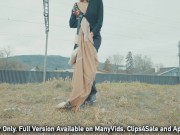 Risky Outdoor Masturbation in Front Of Train