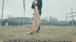 Risky Outdoor Masturbation in Front Of Train