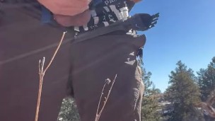 Young guy edges cock on hiking trail
