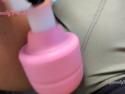 Emanuelly Raquel Sexy pornstar playing with her hitachi CUMMING AND SQUIRTING in her yoga shorts 5/16