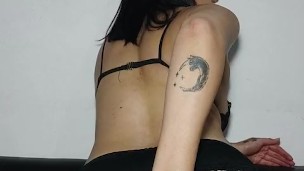 Hot Latina girl does striptease ending in vaginal and anal play reaching real orgasm