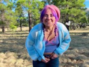 colorful kutie pees outdoors