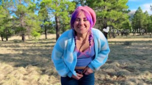 colorful kutie pees outdoors