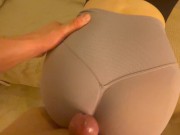 CFNM Assjob off Blonde British MILF in Tight Yoga Pants - Cum on Ass 10/16