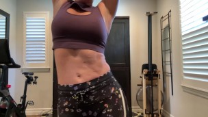 Over 40 Gym Slut Workout Then Strips Naked And Shows Her Tits and Pussy