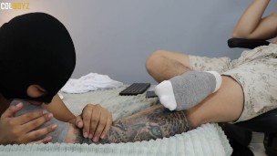 He is a fan of smelling my gray and white socks. He says he likes sweaty feet.