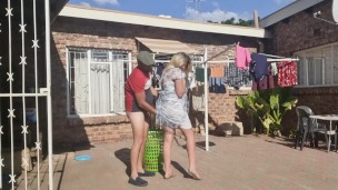 Horny neigbour fucks me when I try to take the washing off