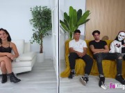 Amazing sexy Blind Date with Rebeka Rock and several young rookies! 6/16