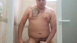 Horny daddy tacking bath