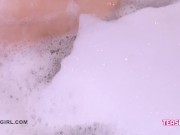 Sexy brunette takes bath, shows cute pussy & pretty feet 7/16