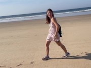 One day at the public nudist beach in Portugal. Naked tennis and masturbation near strangers. Part 1 5/16