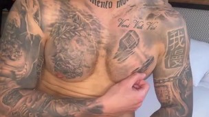 Uncut Fat Cock Guy Tattoed and Muscle, BoyGym
