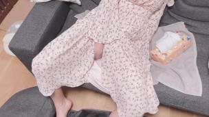 A trans woman comes for the first time with an anal vibrator. She loses herself in the pleasure of h