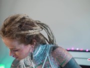 TATTOO girl in lingerie masturbates with toy and gets ANAL fucked. 5/16