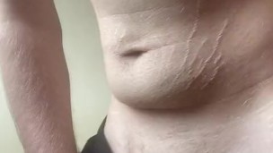 Solo male pumping a self made masturbator