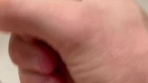 I hid in the bathroom to make myself feel good. Cumshot