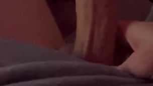 Playing with my hard cock through my sweat shorts