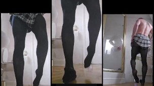 REQUEST - pissing in opaque tights school girl skirt white cotton panties wetting