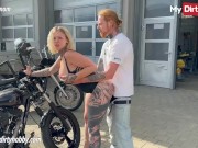 MyDirtyHobby - Busty blonde swallows cum in public 11/16