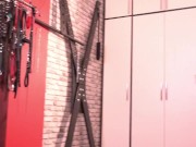 Dominatrix Nika made her slave lick her boots and suck her heels. Then she put the naked slave in sh 3/16