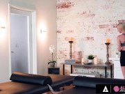 Cutie Gives Pussy Massage To Her Clients Simultaneously 1/16