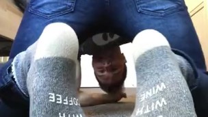 On My Knees Teasing You With My Hot Sweaty Soles