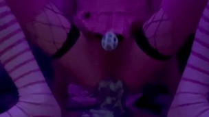 cute femboy bounces on bad dragon cock