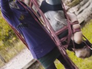 Tattooed Skinny Girl get suspended on a tree - Shibari Bondage Sesion in public 11/16