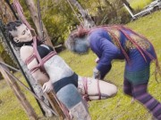 Tattooed Skinny Girl get suspended on a tree - Shibari Bondage Sesion in public 5/16