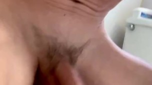 Bouncing on a dildo makes my cock so hard!