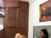 Horny girl masturbating until orgasm.