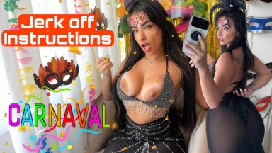 Sexy brazilian brunette dirty talking a hot JOI JERK OFF INSTRUCTIONS CARNAVAL PARTY BRAZIL