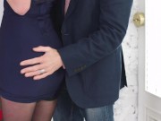 Brunette in stockings and sexy heels sucks cock, gets analyzed 4/16