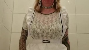 Sissy maid on dildo