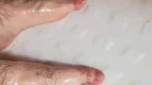 I wash my feet in the shower