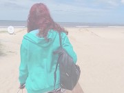 Pelirroja tetona me masturba en la playa nudista 1/16