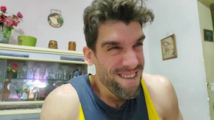 He makes crazy faces when he is masturbating