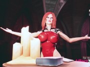 Redhead wizard having sex with a big tits futanari succubus in a 3d animation 5/16