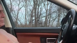 Jacking off at the park with a guy parked two spaces down watching me
