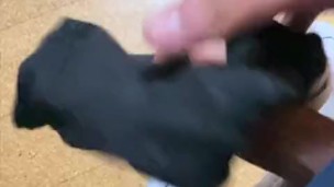 Boy jizzes on CK boxer cumrag