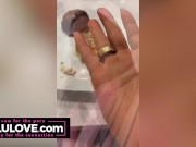 Big boobs babe singing nude, behind the scenes cumshot on ass, matching lingerie, dress with crotch hole - Lelu Love 7/16