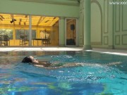 Brunette Spanish Diana Rius swimming topless 8/16