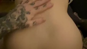 PAWG tattooed goth rides dick until she cums.