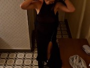 Amateur couple was going to swinger party but decided to relief pressure after stepping out the door 15/16