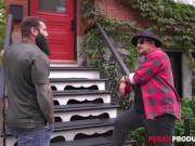 A Cute Petite Babe is Nailed by Two Big Guys 4/16