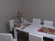 Pretty Blonde Model decides to swallow cum at audition 2/16