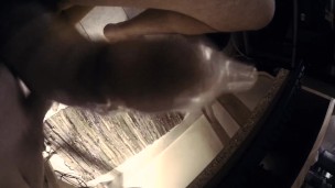 Handjob with condom and finished