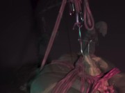 Tattoo Couple suspend together with Hooks and rope - SHIBARI 15/16