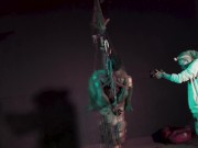 Tattoo Couple suspend together with Hooks and rope - SHIBARI 4/16