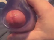 Stroking and moaning big thick cock